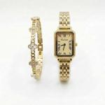 Cesdhun Ladies Gold Analog Watch With Floral Bracelet Set MS Department Store Oman