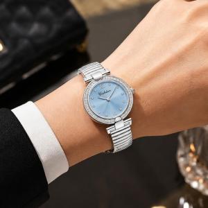 Ceshdun Women’S Silver Tone Quartz Watch With Blue Dial & Crystal Bezel MS Department Store Oman