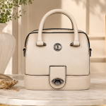 Elegant Structured Top-Handle Satchel with Gunmetal Hardware