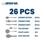 26Pcs Premium Cutlery Set - Silver MS Department Store Oman