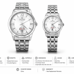 Sveston Couple Analog Stainless Steel Silver Watch Set with Day & Date Display – Assorted MS Department Store Oman