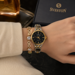 Sveston Women’s Quartz Watch with Crystal Bracelet Set – Two-Tone Silver & Gold MS Department Store Oman