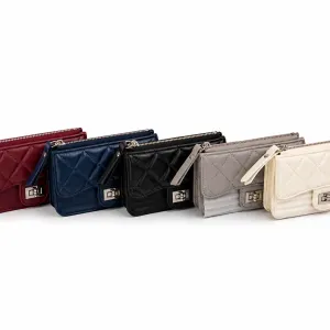 Premium Quilted PU Leather Zip Around Wallet