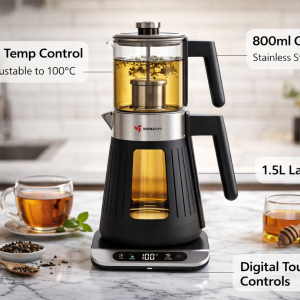 Tea Maker -Touch Panel (1.7L;0.8L;Blk-SS)  MS Department Store Oman