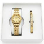 Cesdhun Luxury Ladies Gold Analog Wrist Watch And Crystal Bracelet Set MS Department Store Oman