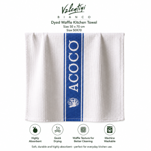 Valentini  Waffle Kitchen Towel 50X70Cm 2Pc Asst.  MS Department Store Oman