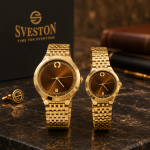 Sveston Two-Tone Couple Watch Set with Stainless Steel Bracelet & Date Display – Assorted MS Department Store Oman