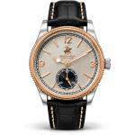Beverly Hills Polo Club Men's Silver Dial Rose Gold & Silver-Tone Case Black Leather Strap Watch