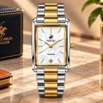 Beverly Hills Polo Club Diamond Women's White Dial Gold & Silver-Tone Rectangular Watch