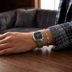 Ceshdun Silver-Tone Women’S Square Wristwatch & Bracelet Set With Black Dial MS Department Store Oman