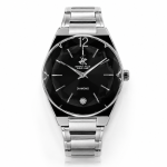 Beverly Hills Polo Club Black Faceted Dial Silver-Tone Diamond Watch MS Department Store Oman