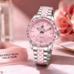 Beverly Hills Polo Club Pink Dial Silver And Pink-Tone Diamond Watch MS Department Store Oman
