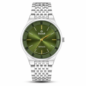 Sveston Royale Men’s Analog Watch with Green Dial & Silver Stainless-Steel Bracelet MS Department Store Oman