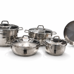 Stainless Steel Bonera 9 Pcs Sienna Set 16-20-24 Pot 24 Low Pot  24 Fry Pan Set MS Department Store Oman