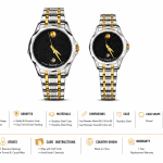 Sveston Two-Tone Couple Watch Set – Black Dial with Silver & Gold Stainless Steel Strap – Assorted MS Department Store Oman