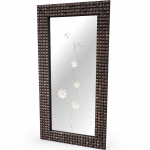 Modern Textured Framed Decorative Mirror With Floral Accents MS Department Store Oman