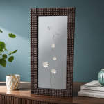 Modern Textured Framed Decorative Mirror With Floral Accents MS Department Store Oman