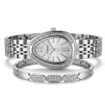 Ceshdun Women’S Silver Tone Teardrop\Egg Quartz Watch Set With Roman Numeral Dial & Crystal Bezel MS Department Store Oman