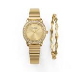 Ceshdun Women’S Gold Tone Quartz Watch Set With Crystal Bezel & Matching Bracelet MS Department Store Oman
