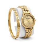 Ceshdun Women Gold Watch & Bracelet Set – Luxury Crystal Quartz Wrist Watch For Ladies MS Department Store Oman