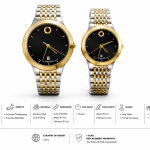 Sveston Two-Tone Couple Watch Set with Stainless Steel Bracelet & Date Display – Assorted MS Department Store Oman