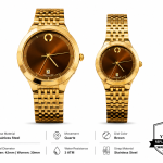Sveston Two-Tone Couple Watch Set with Stainless Steel Bracelet & Date Display – Assorted MS Department Store Oman