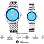 Sveston Two-Tone Couple Watch Set with Stainless Steel Bracelet & Date Display – Assorted MS Department Store Oman