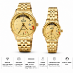 Sveston Kingston Gold Couple Watch Set – Analog Stainless Steel Wrist Watches with Date Display – Assorted MS Department Store Oman
