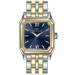 Ferro Two-Tone Stainless Steel Analog Watch with Blue Square Dial – Quartz Wrist Watch for Men MS Department Store Oman