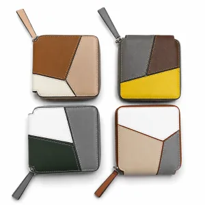 Premium Patchwork PU Leather Zip Wallet