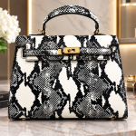 Premium Snake Print Top Handle Satchel Handbag