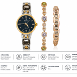 Sveston Women’s Quartz Watch with Crystal Bracelet Set – Two-Tone Silver & Gold MS Department Store Oman