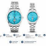 Sveston Couple Analog Stainless Steel Silver Watch Set with Day & Date Display – Assorted MS Department Store Oman