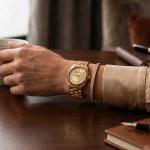 Ceshdun Elegant Gold Dial Watch & Crystal Bracelet MS Department Store Oman