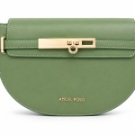 ANGEL POLO Olive Green Half-Moon Crossbody Bag with Gold Bar Lock