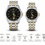 Sveston Two-Tone Couple Watch Set – Black Dial with Silver & Gold Stainless Steel Strap – Assorted MS Department Store Oman