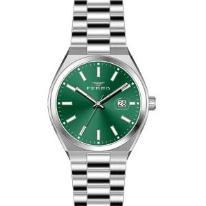 Ferro Women's Green Dial Stainless Steel Analog Quartz Wrist Watch with Date Display MS Department Store Oman