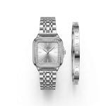 Ceshdun Women’S Silver Square Quartz Watch Set With Crystal Bezel & Roman Numeral Bracelet MS Department Store Oman