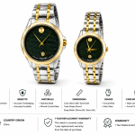 Sveston Two-Tone Couple Watch Set – Black Dial with Silver & Gold Stainless Steel Strap – Assorted MS Department Store Oman