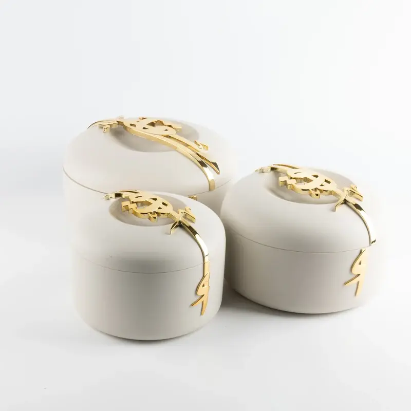 Otantik Food Warmer Set From Liqaa Beige + Gold MS Department Store Oman