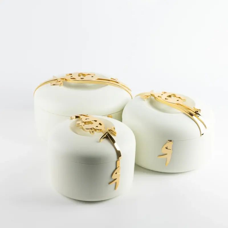 Otantik Food Warmer Set From Liqaa Pearl White + Gold MS Department Store Oman