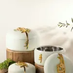 Otantik Food Warmer Set From Liqaa Pearl White + Gold MS Department Store Oman