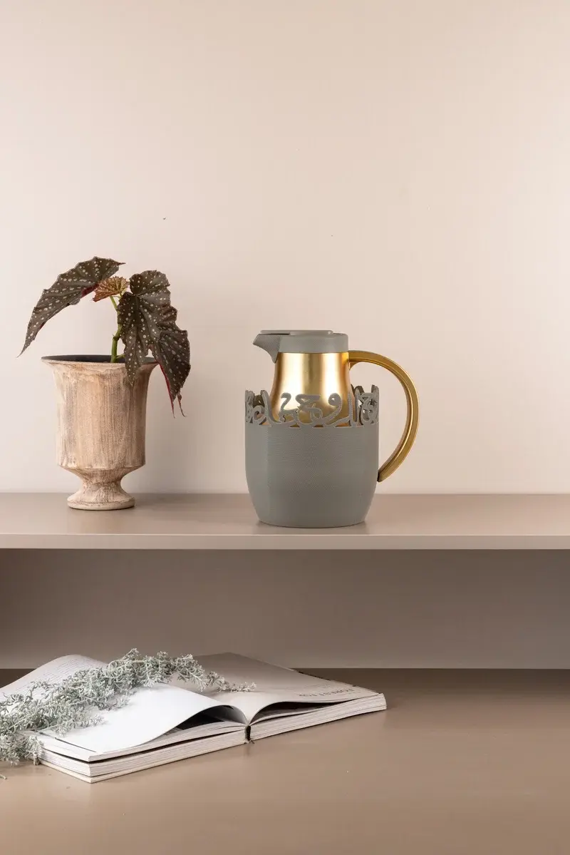 Otantik One Vacuum Flask For Tea And Coffee From Mirral Grey + Matt Gold MS Department Store Oman