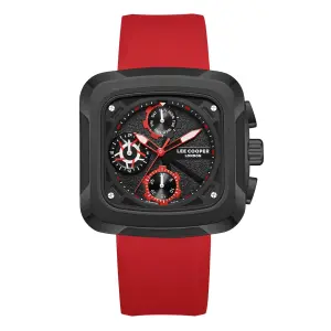 Lee Cooper Men'S Watches Analog Black Dial With Red Resin Strap MS Department Store Oman