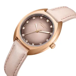 Lee Cooper London Women'S Watch Rose Gold Case With Pastel Pink Leather Strap And Crystal Markers MS Department Store Oman