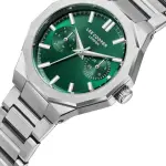 Men'S Quartz Watch - Green Dial With Silver Stainless Steel Bracelet, Multi-Function Sub-Dials MS Department Store Oman