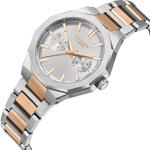 Men'S Multi-Function Quartz Watch -Two-Tone Silver & Rose Gold Stainless Steel Bracelet, Silver Dial, Octagonal Bezel MS Department Store Oman