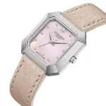 Lee Cooper London Women Square Analog Watch Pink Dial & Beige Leather Strap MS Department Store Oman