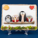Handmade Painted Pebble Owls 3D Wall Art Sign MS Department Store Oman