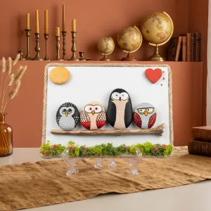 Handmade Painted Pebble Owls 3D Wall Art Sign MS Department Store Oman